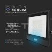 Slika V-TAC LED reflektor sa senzorom Samsung 50W 4000 lm 6500K IP65 crno kućište